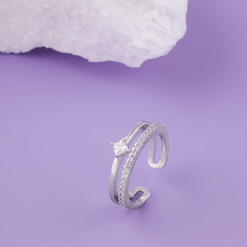 Two Layer Trendy  Silver Ring for Women