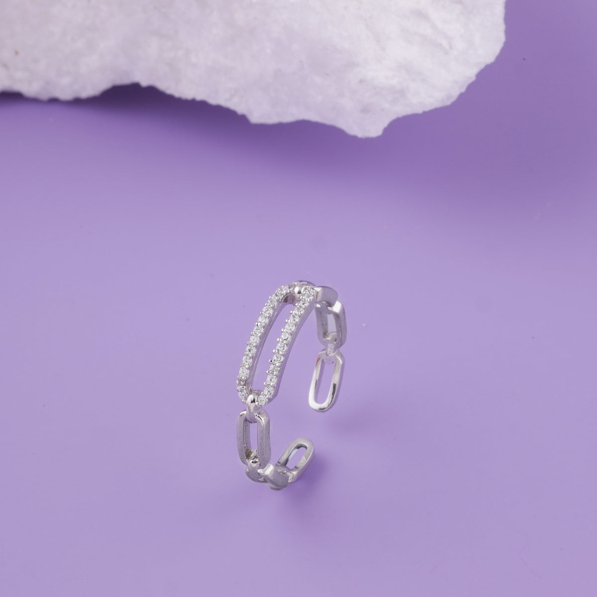 Chain Link Adjustable Silver Ring By ERI Silvers