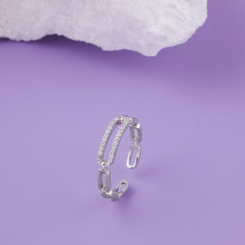 Chain Link Adjustable Silver Ring By ERI Silvers