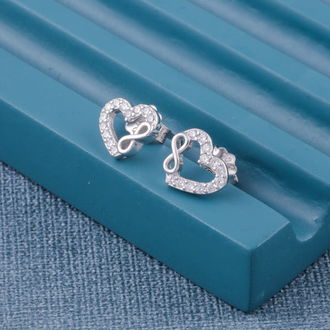 925 Sterling Silver Heart & Infinity Stud Earrings for Women