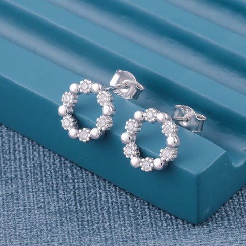925 Sterling Silver Circle Stud Earrings for Women