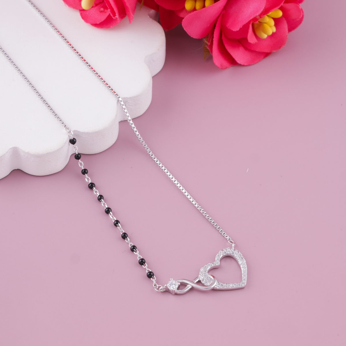 Silver Infinity Heart Mangalsutra for Women