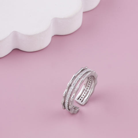 Silver Dual Band Adjustable Ring