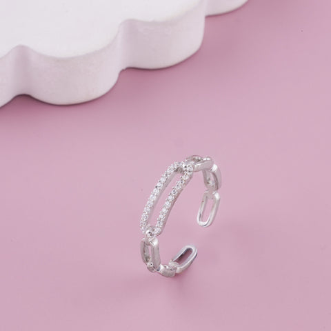 Chain Link Adjustable Silver Ring By ERI Silvers