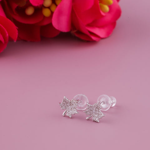 92.5 Sterling Silver Leaf Earrings For Women