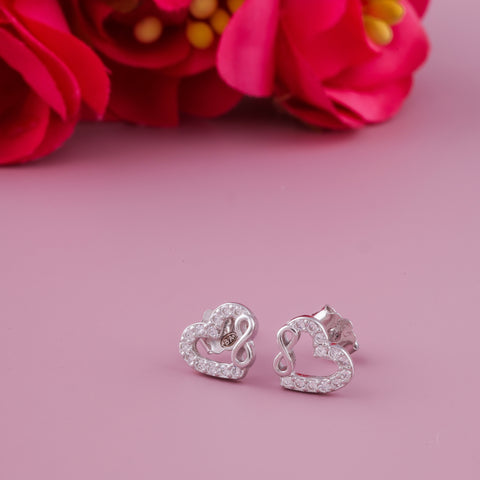 925 Sterling Silver Heart & Infinity Stud Earrings for Women