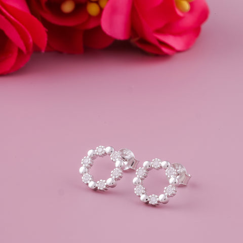925 Sterling Silver Circle Stud Earrings for Women