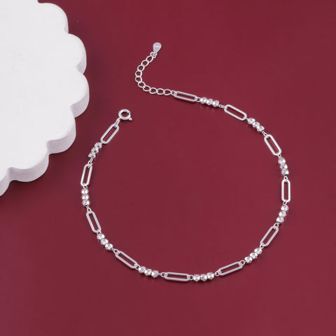 Silver Bead Anklet for Women