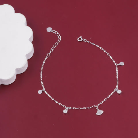 925 Sterling Silver Minimal Charm Anklet for Women