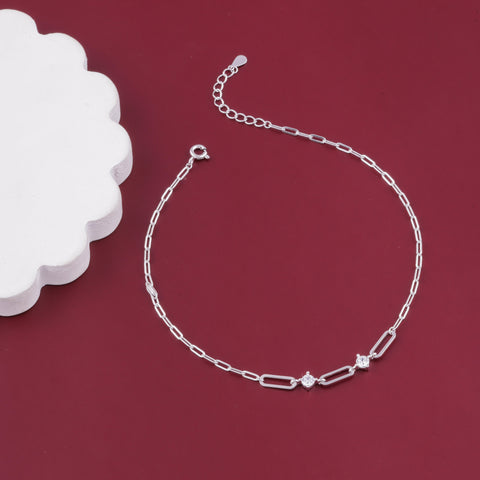 Silver Chain  with Zircon Stones Anklet for Women