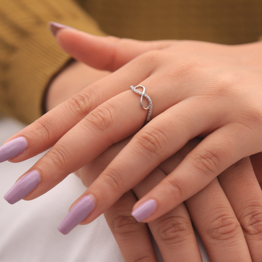 Silver Infinity Rhodium Polish Diamond Ring | Shop Now – Eri Silvers