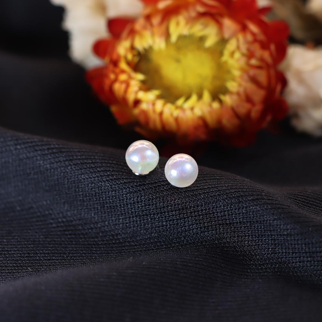 Silver Natural Freshwater Pearl Stud Earring