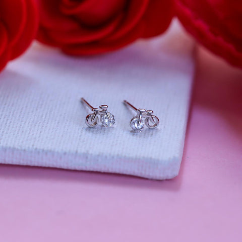 Silver Bicycle Stud Earring