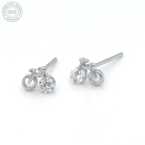 Silver Diamond Bicycle Stud Earring