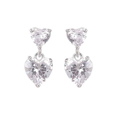 Cubic Zirconia Heart Stud & Drop Earrings