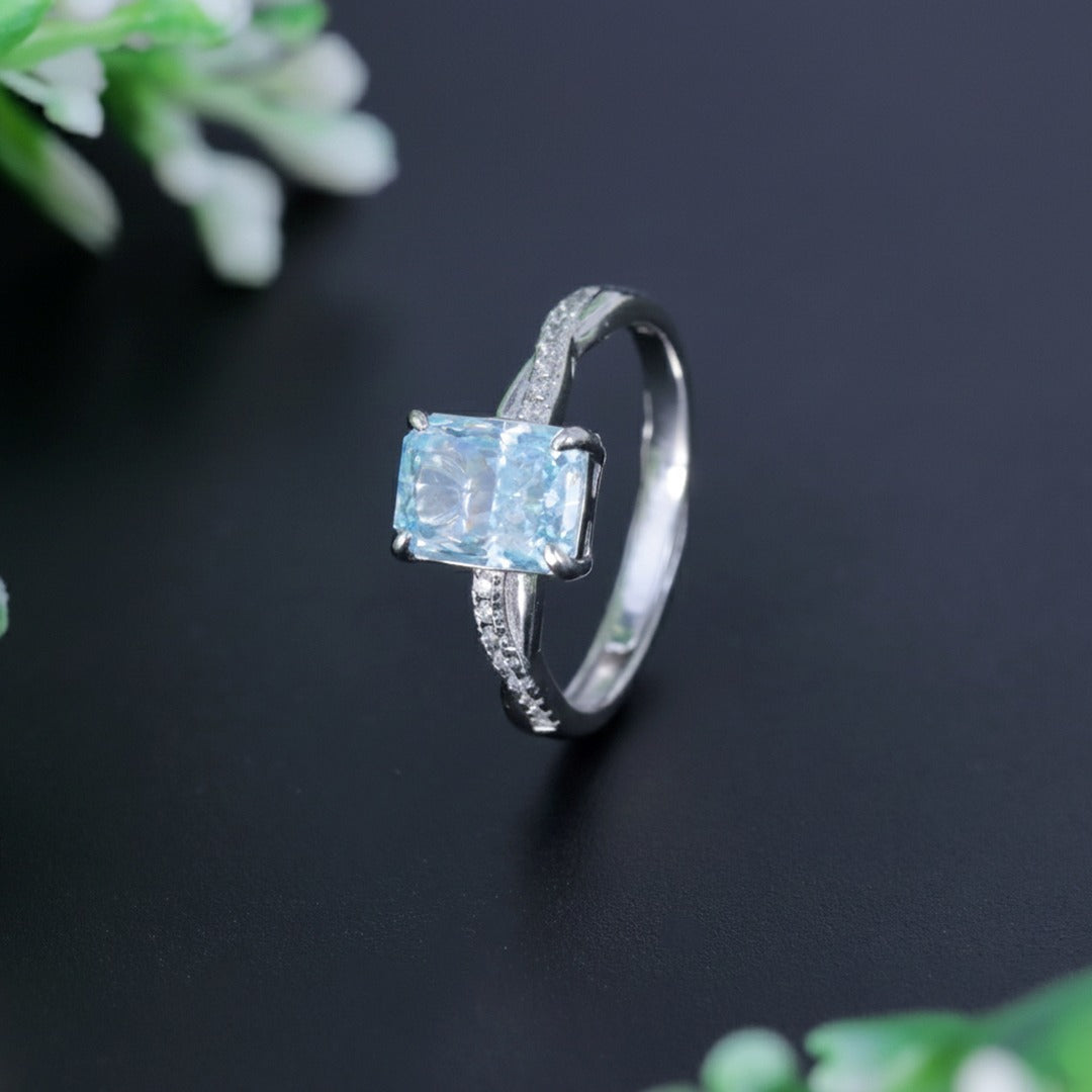 925 Sterling Silver Blue Sapphire CZ Ring
