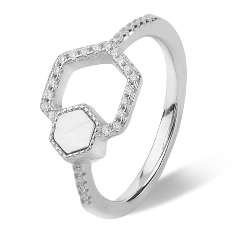 hexagon shape diamond ring