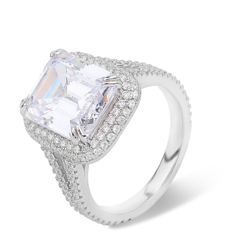 Silver Emerald Cut Ring India