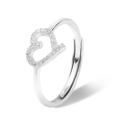 Sterling Silver Heart Shaped  Adjustable Ring