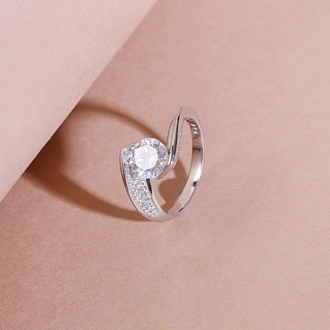 Sterling Silver Diamond Curve Ring