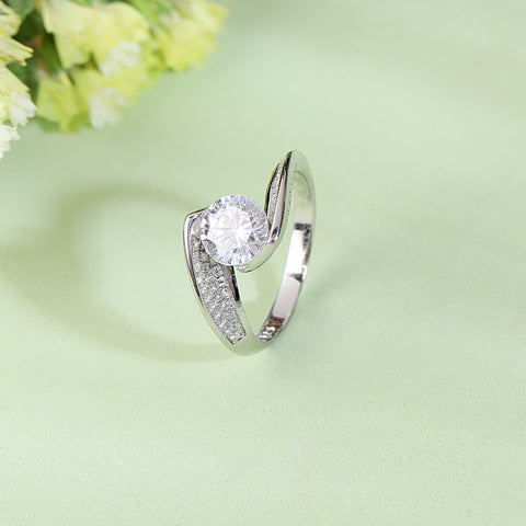 Sterling Silver Diamond Curve Ring