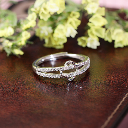 flower silver ring  with adjustable size