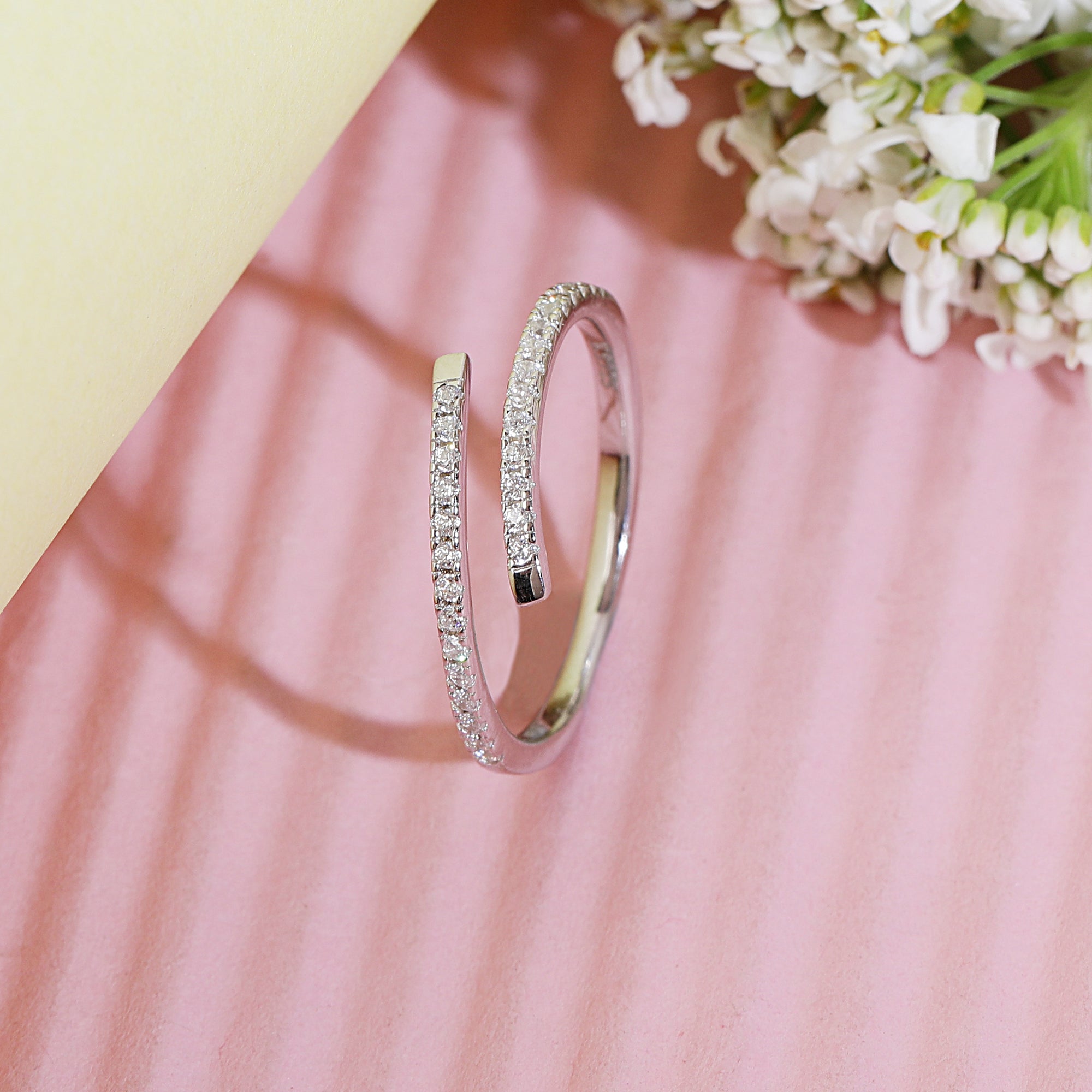 Diamond swirl ring in sterling silver  with adjustable size