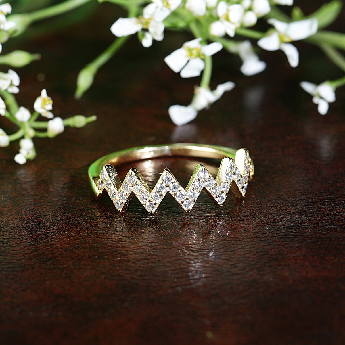 Gold plated zig zag ring