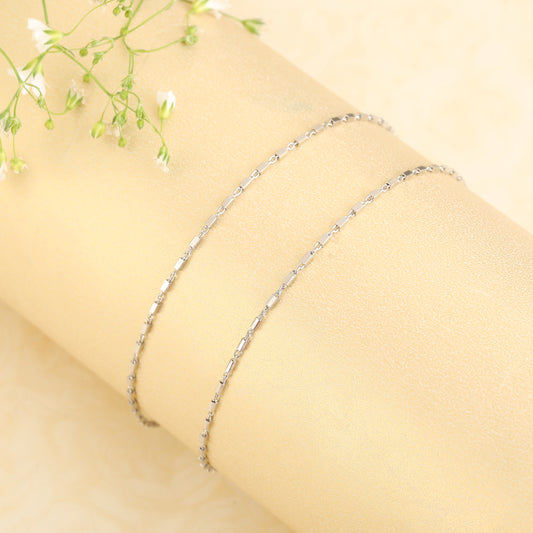 The rectangle silver chain anklet