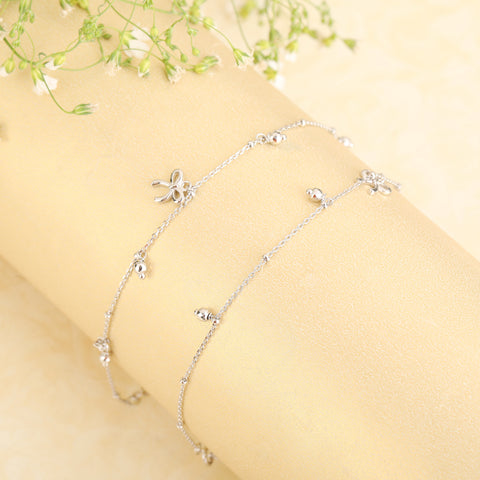 Silver Bow anklet