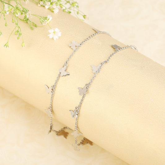 Silver butterfly anklet