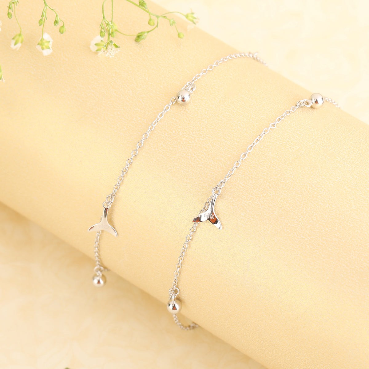 Silver fish tail anklet