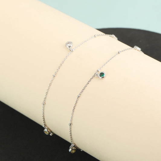 Silver rainbow anklet