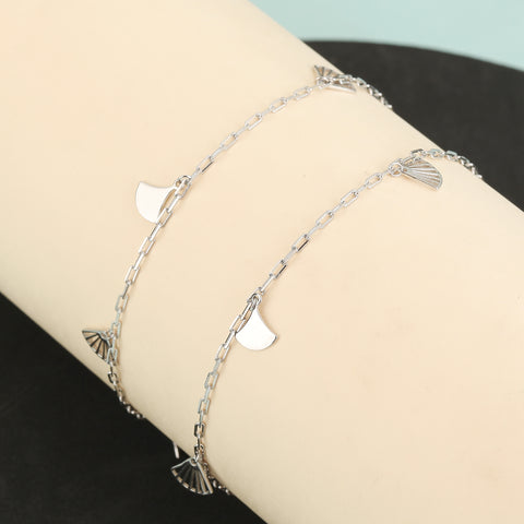Silver oyster anklet