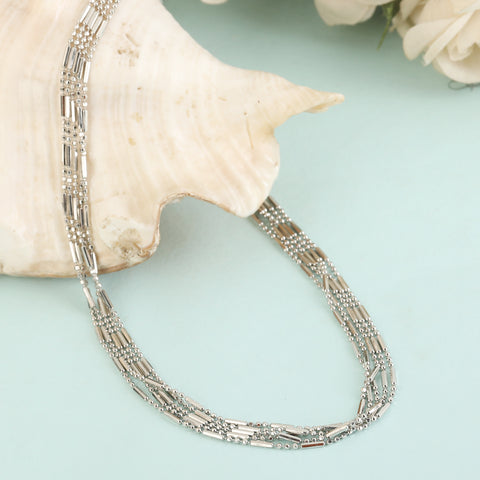 Multi layered bib silver chain