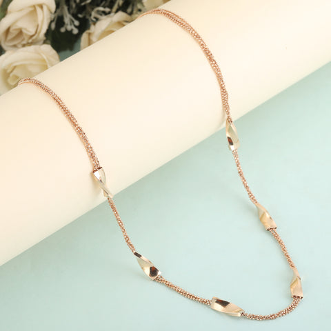 Twist and turns beads rose gold chain
