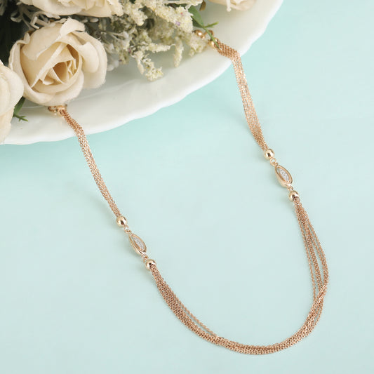 Double oval design bunch rose gold chain