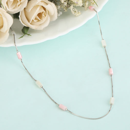 White and pink mother of pearl chain