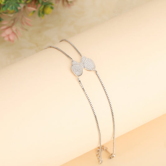 Silver butterfly hand bracelet