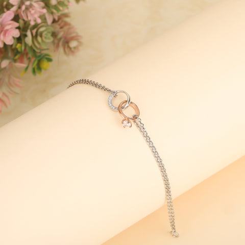 Double ring silver bracelet