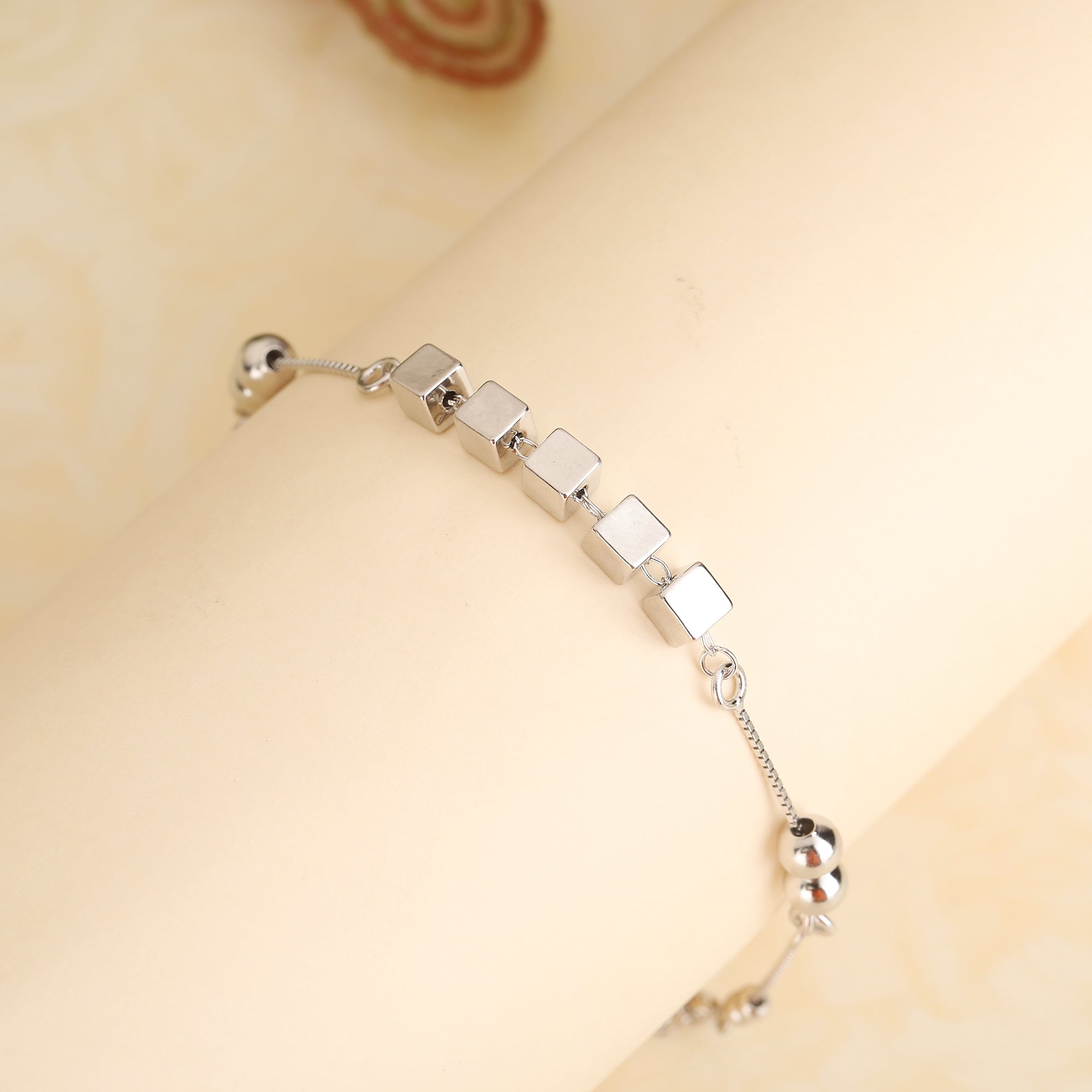 Five square silver bracelet