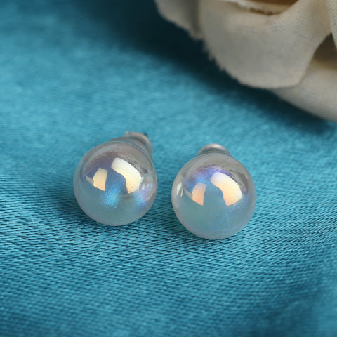 Silver White shine pearl earring