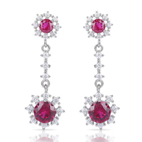Ruby Color Diamond Necklace Set For Women