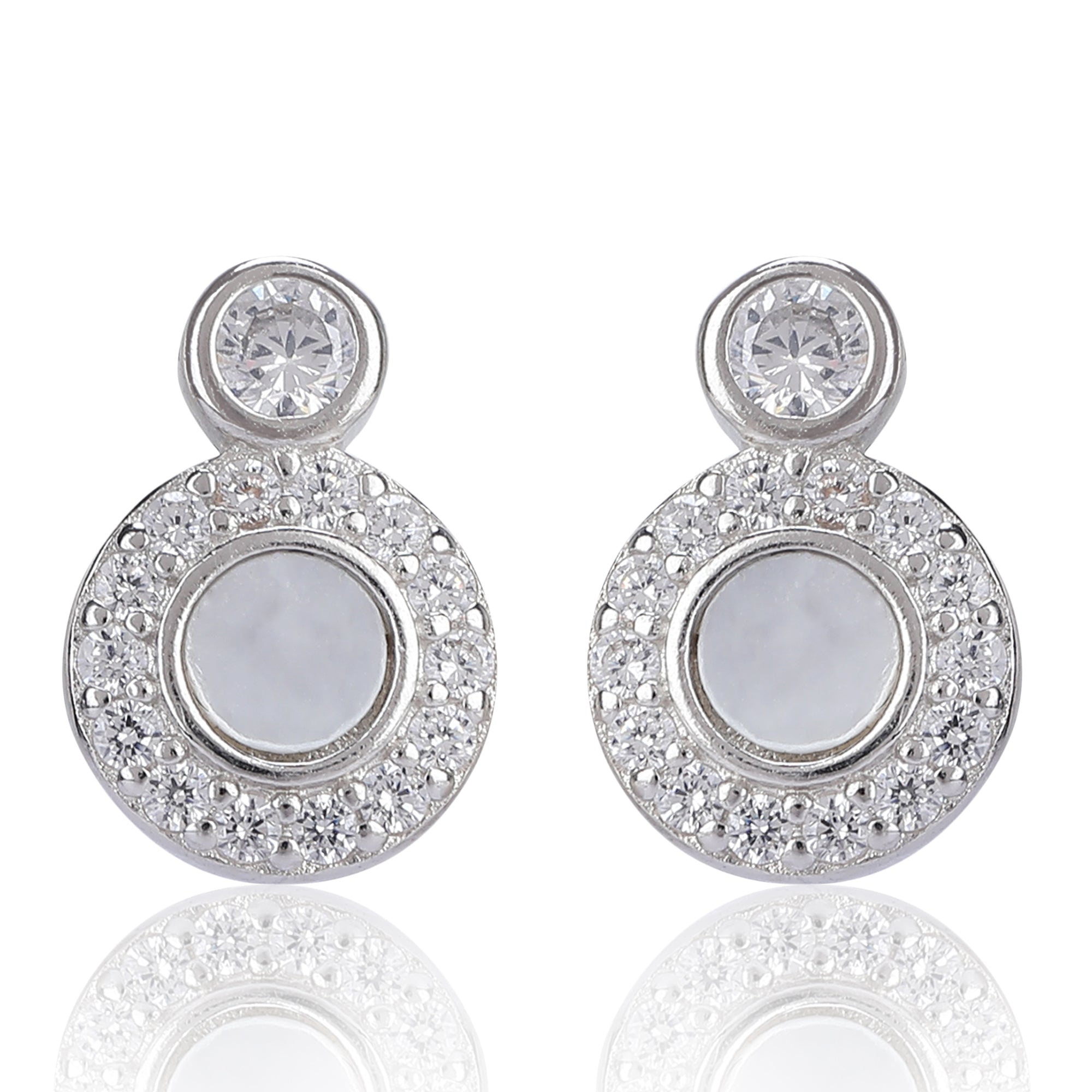 Silver diamond solitaire with earrings set