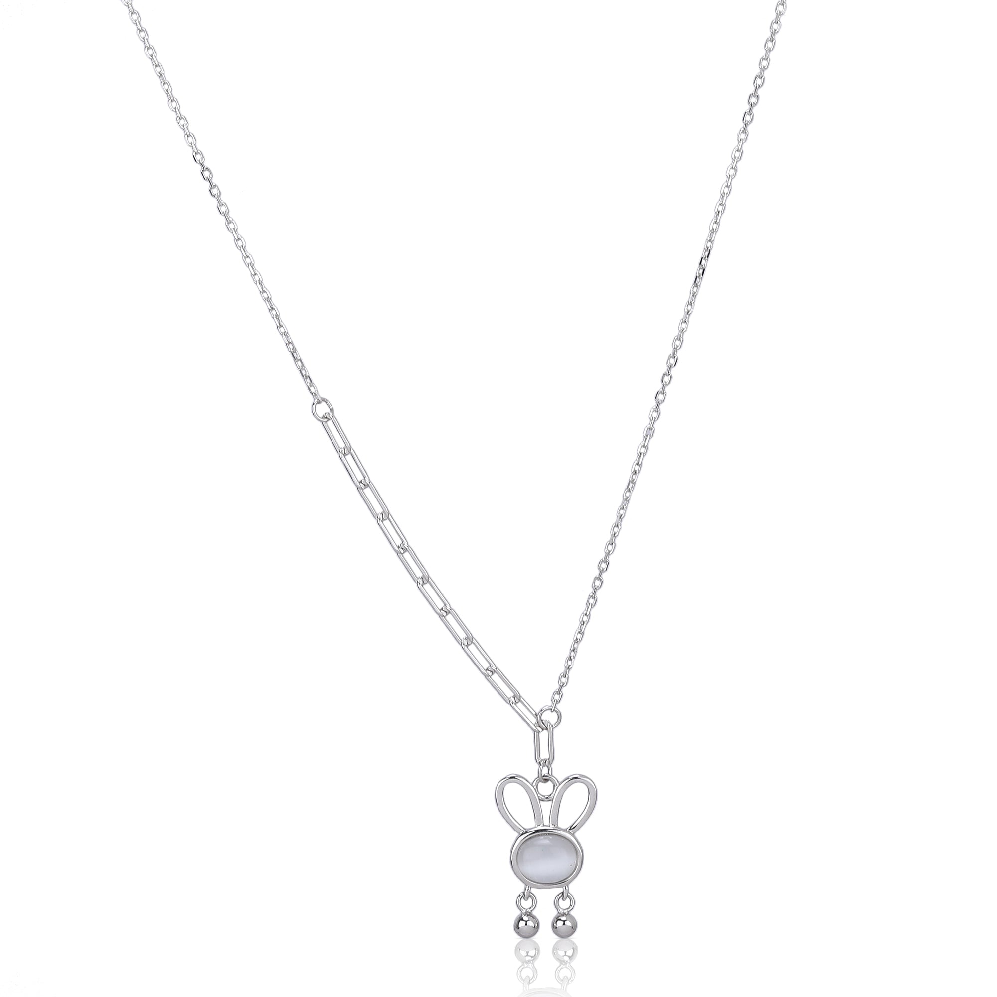 Silver rabbit pendant with chain