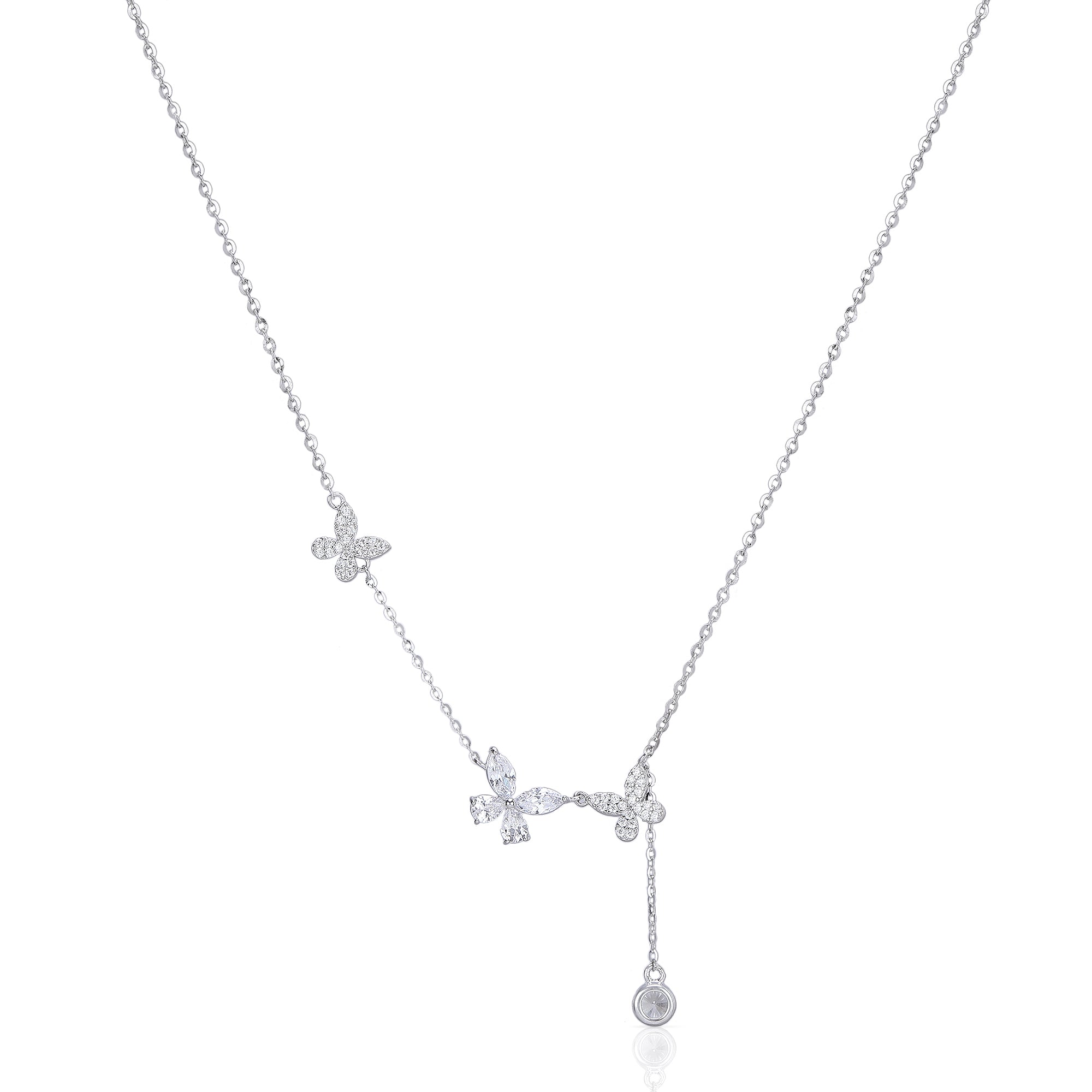 Starling Silver Three butter fly diamond chain