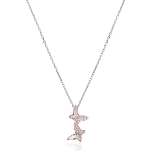 Rose gold hanging butter fly with mother of pearl