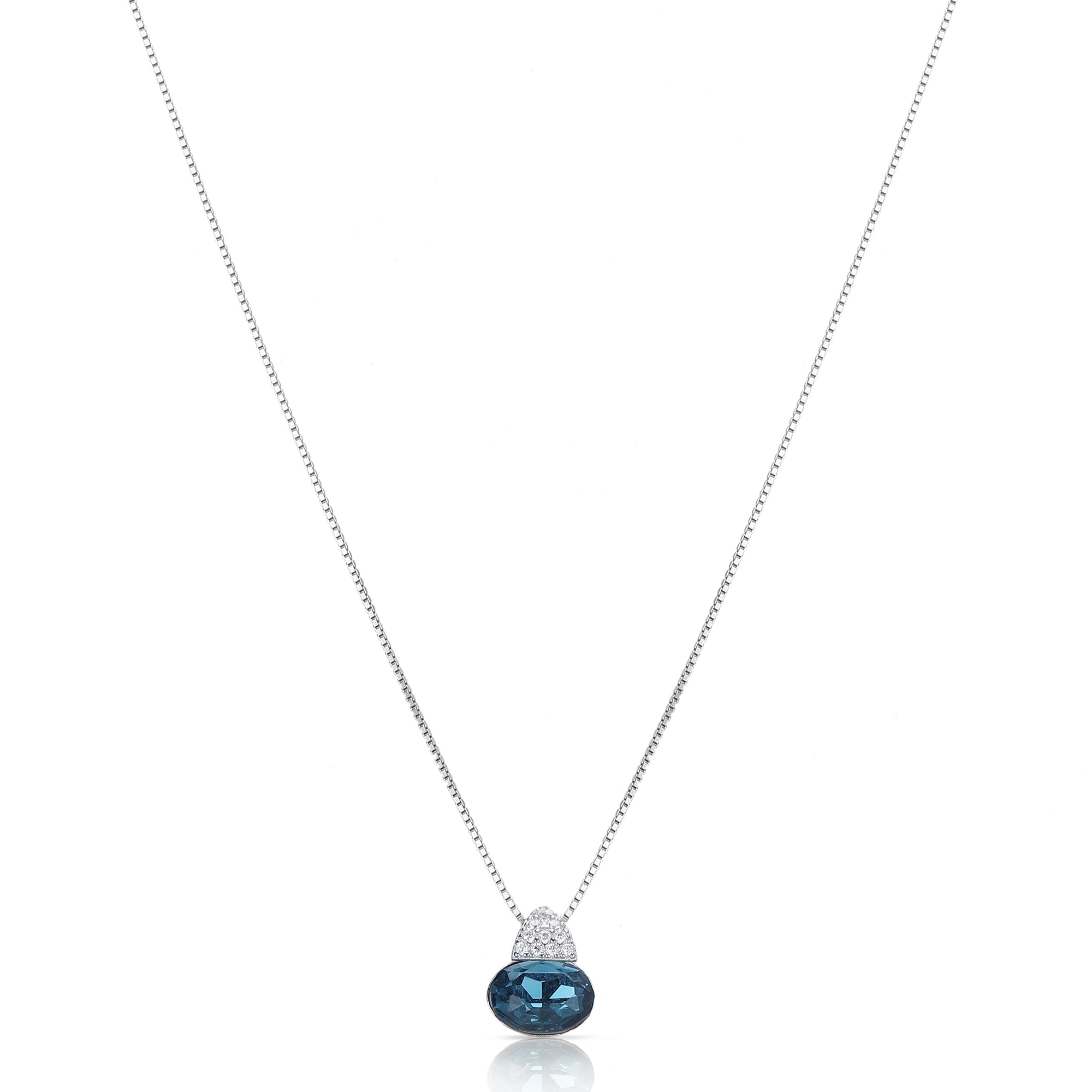 Sterling Silver blue Stone-Studded Pendant with Chain
