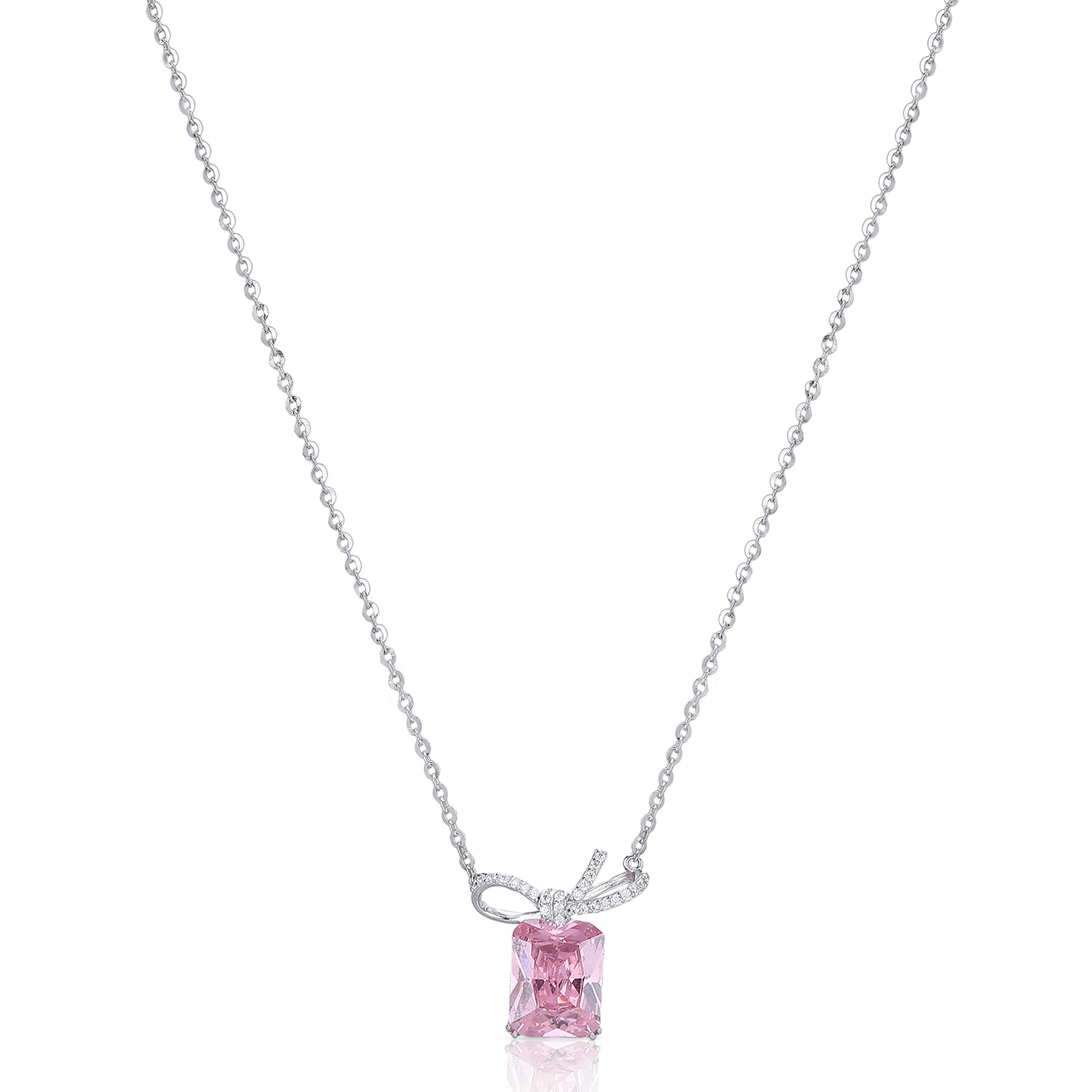 PINK TOURMALINE BOW NECKLACE
