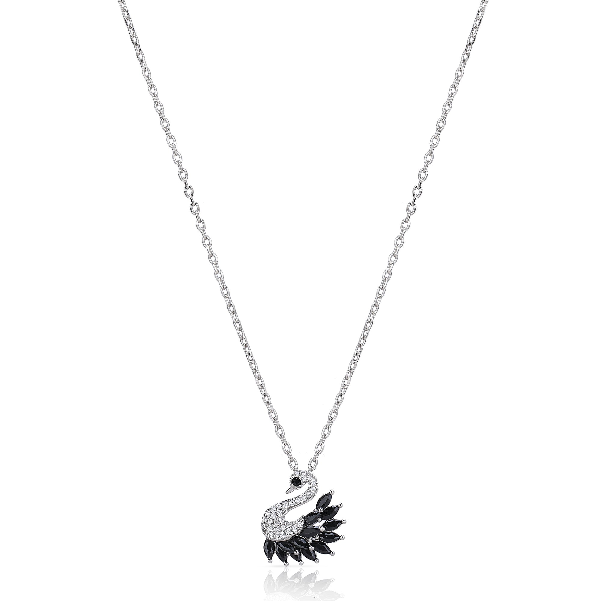 Necklace Swan Pendant with Rhinestone Female